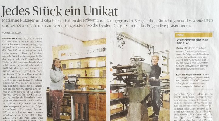 Prägemanufaktur Rheinische Post Zeitung