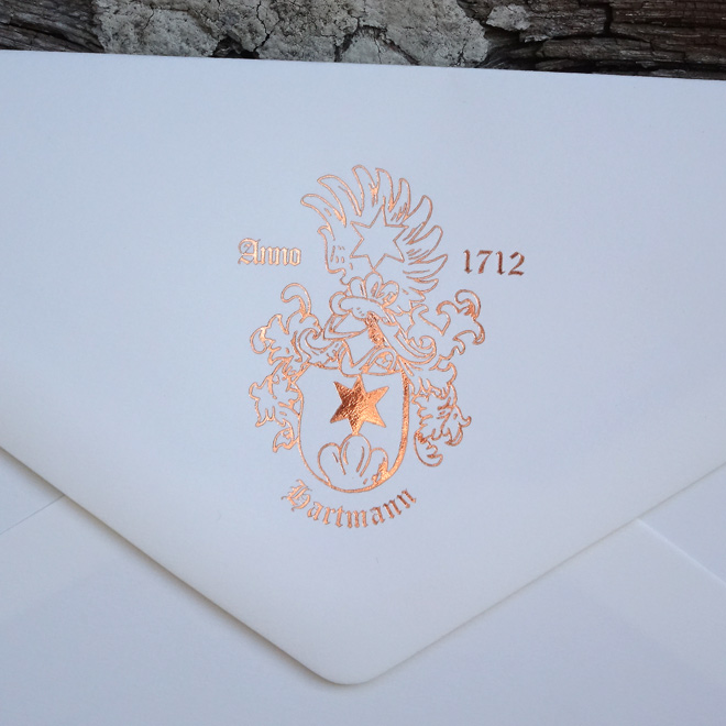Geprägte Briefumschläge mit Wappen